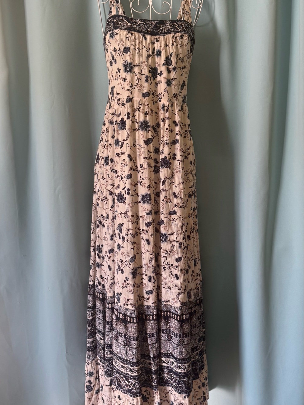 Knox Rose Cream Maxi Dress with Blue Floral Print